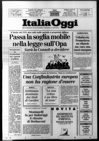 Italia oggi : quotidiano di economia finanza e politica